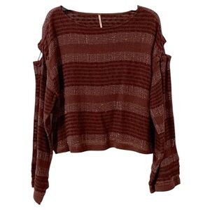 Free People Laced Up Shoulder Sweater/Top. Size XS Oversized. Wine or Burgundy.
